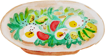 Handpainted Watercolor Green Salad Christmas Food